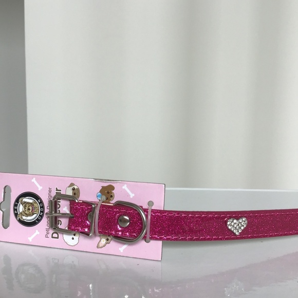 Pet London Barbie pink dog collar with crystal hearts 💕 size M - Picture 2 of 5